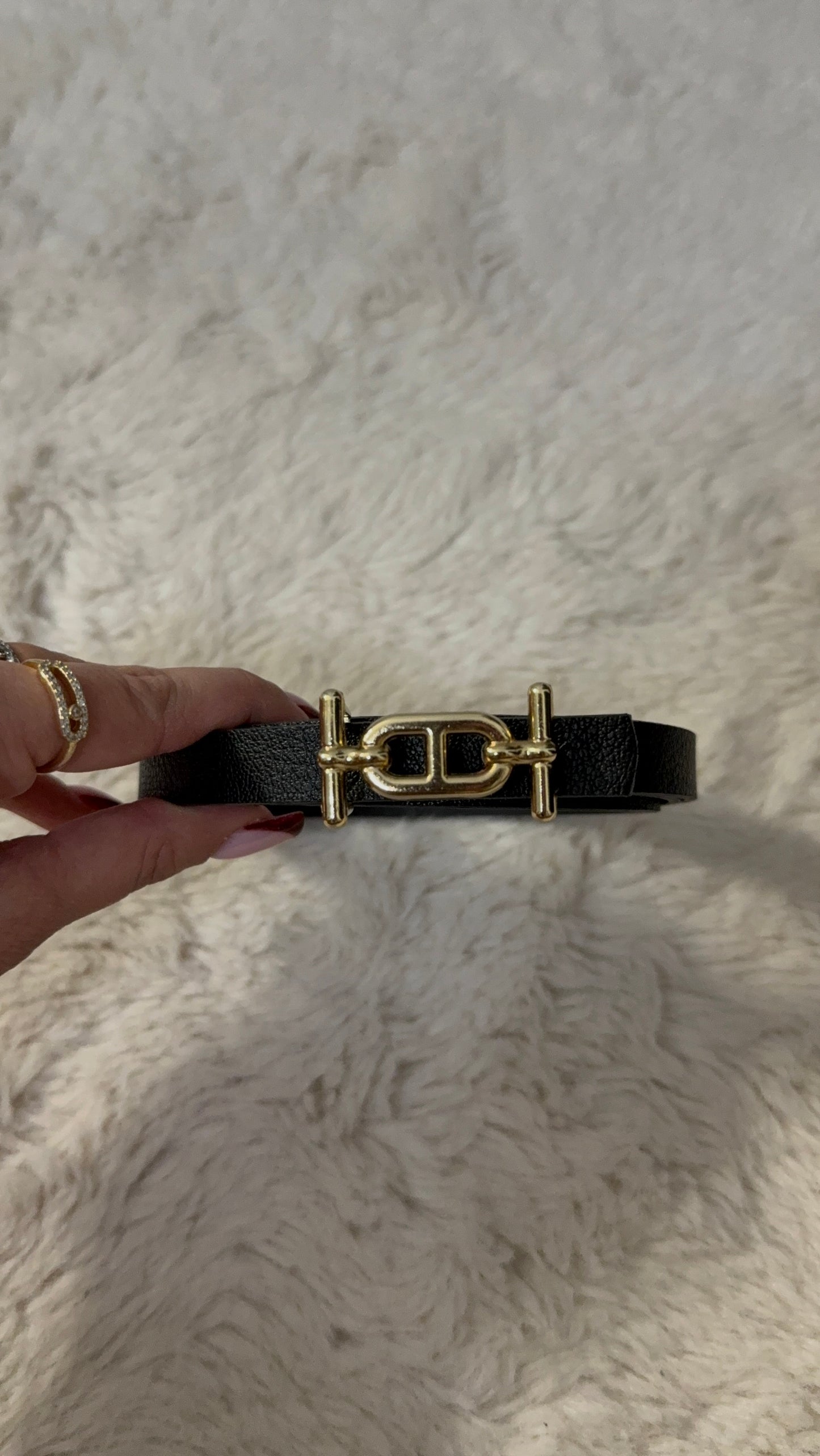 Ceinture DIARA noire boucle dorée